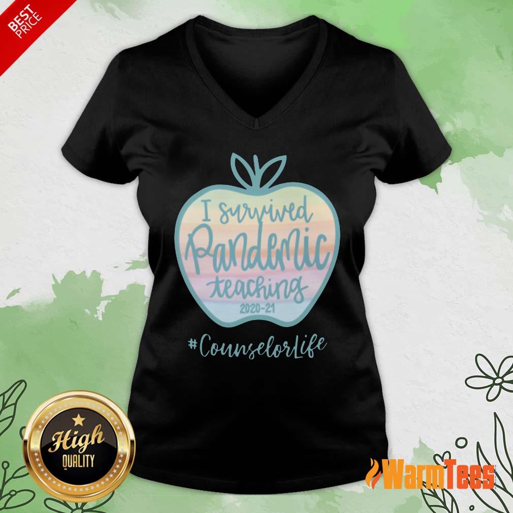 I Survived Pandemic Teaching 2020 21 Apple Counselor Life Shirt - Image 5
