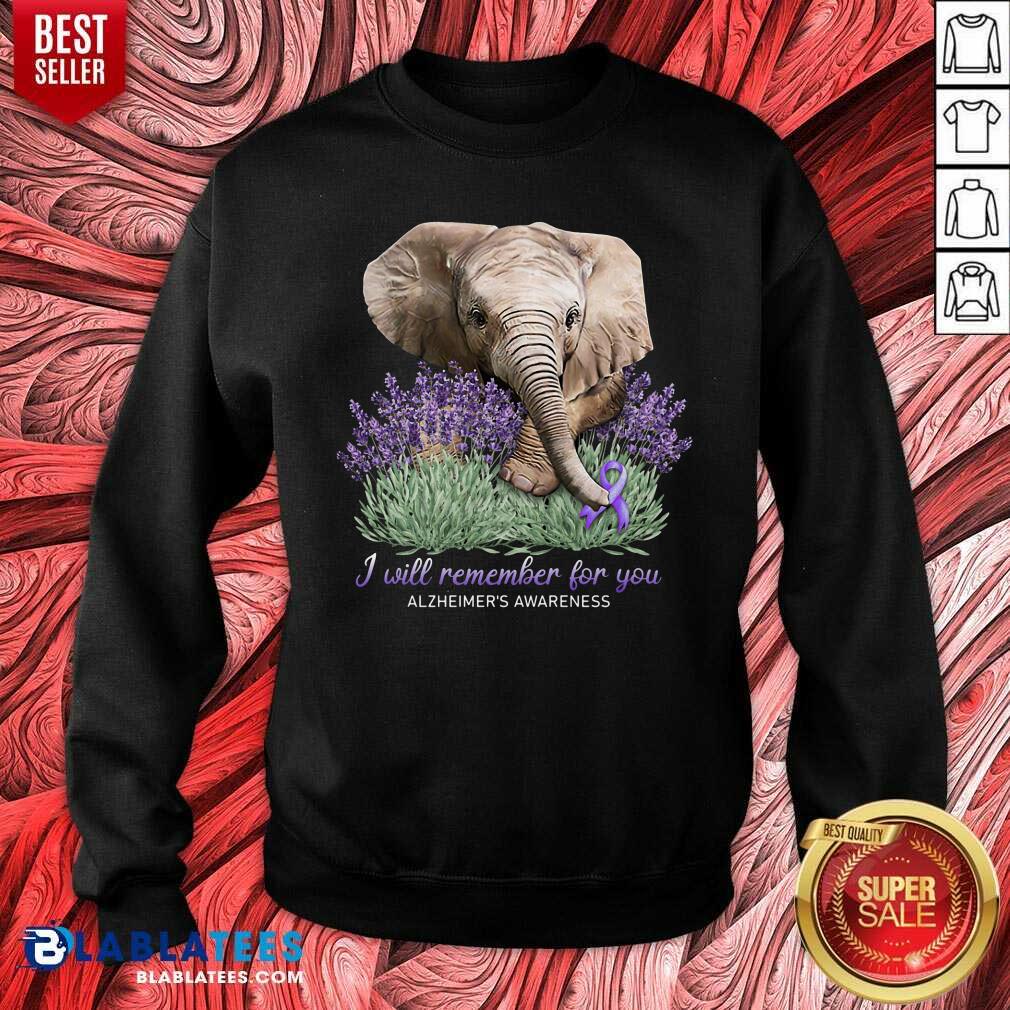 I Will Remember For You Alzheimer’s Awareness Elephant Shirt - Image 4