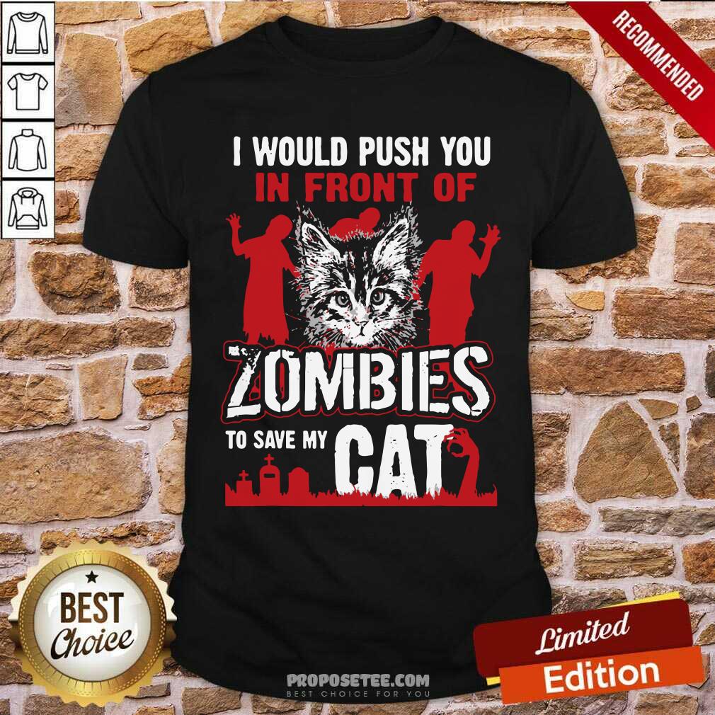 I Would Push You To Save My Cat Zombies Shirt