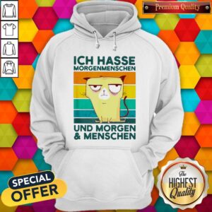 Alternative view of Ich Hasse Morgenmenschen Und Morgen And Menschen Cat Vintage Retro Shirt