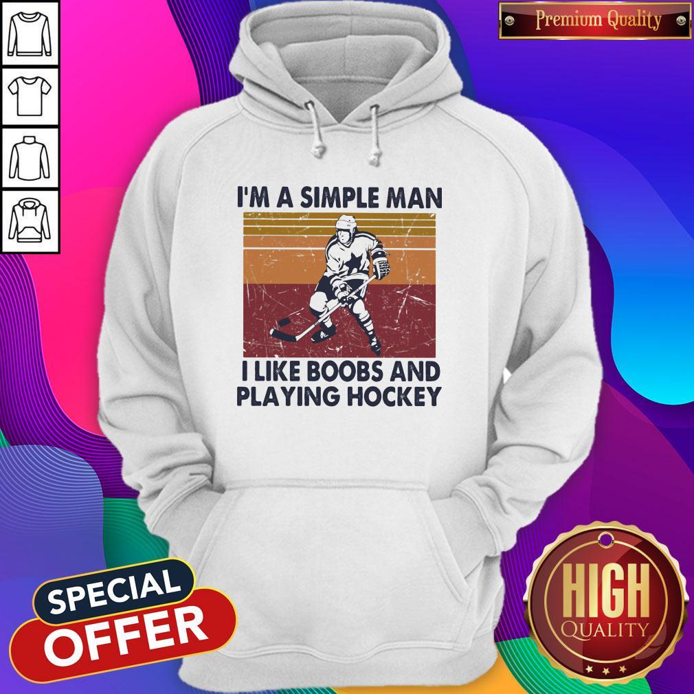 I'm A Simple Man I Like Boobs And Playing Hockey Vintage Retro Shirt - Image 3