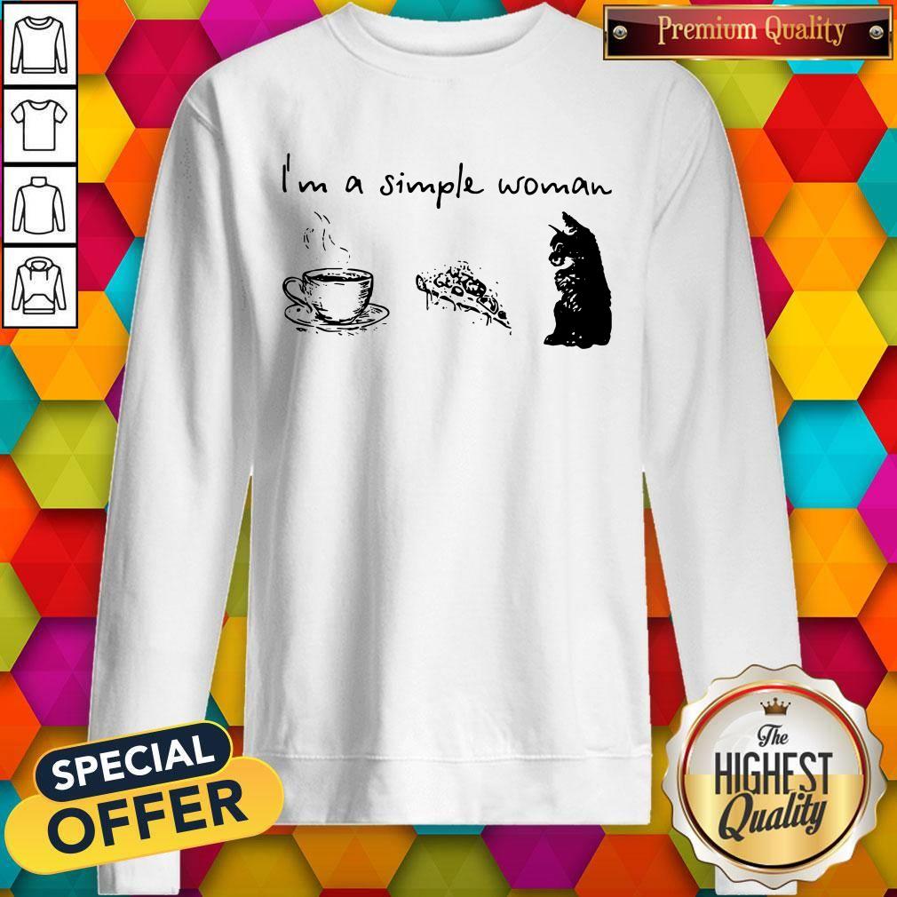 I’m A Simple Woman Coffee Pizza And Cat Shirt - Image 2