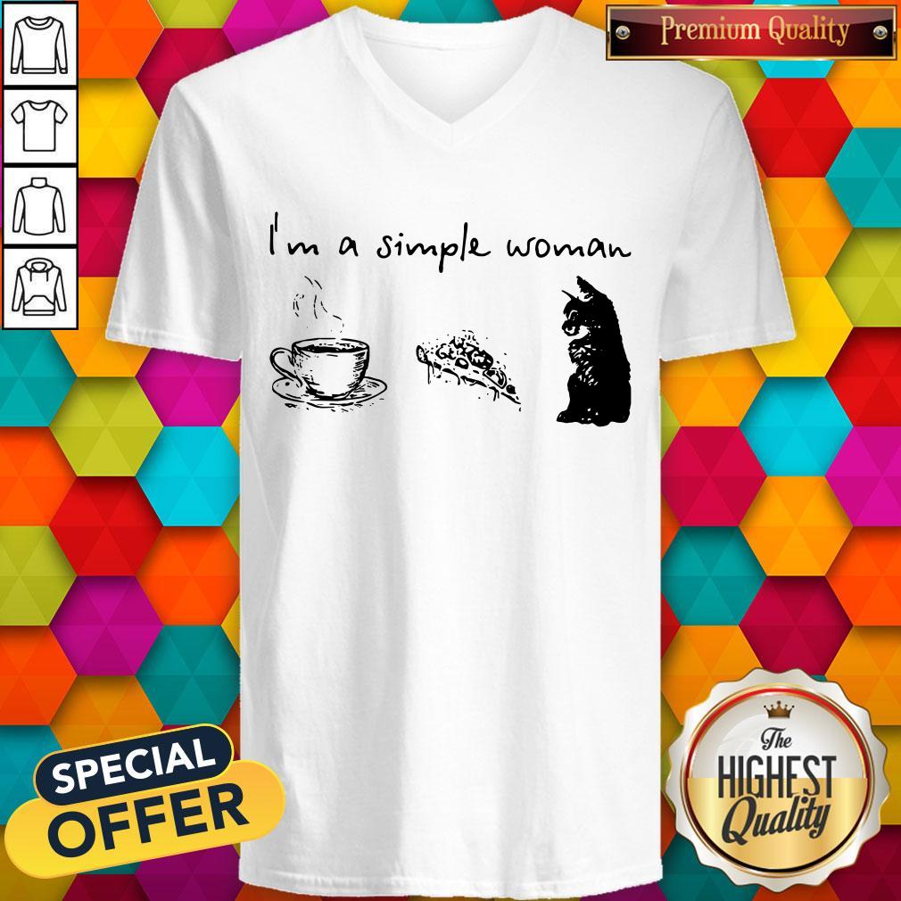 I’m A Simple Woman Coffee Pizza And Cat Shirt - Image 3