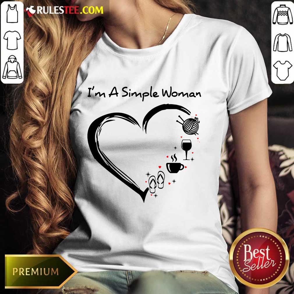 I’m A Simple Woman Heart Flip Flop Knitting Wine Shirt - Image 3