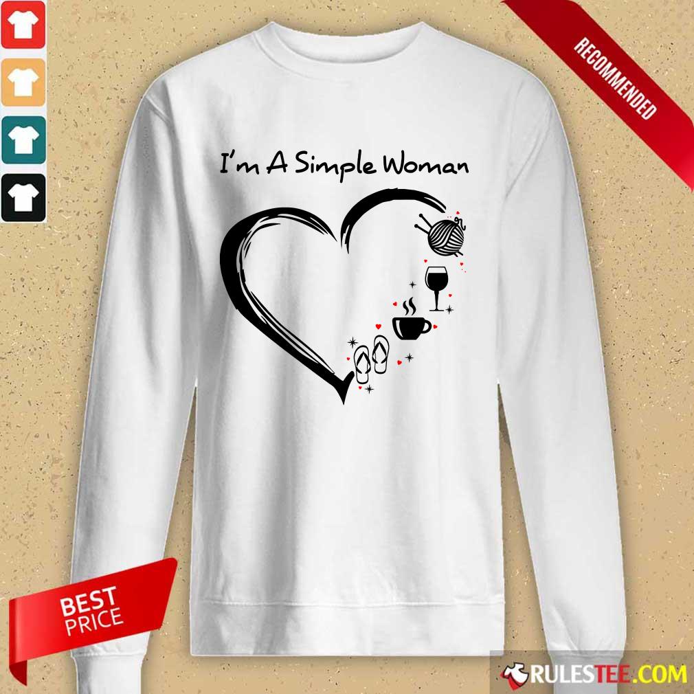 I’m A Simple Woman Heart Flip Flop Knitting Wine Shirt - Image 2