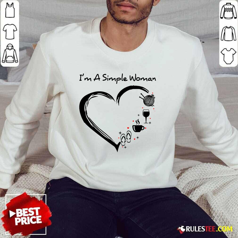 I’m A Simple Woman Heart Flip Flop Knitting Wine Shirt - Image 5