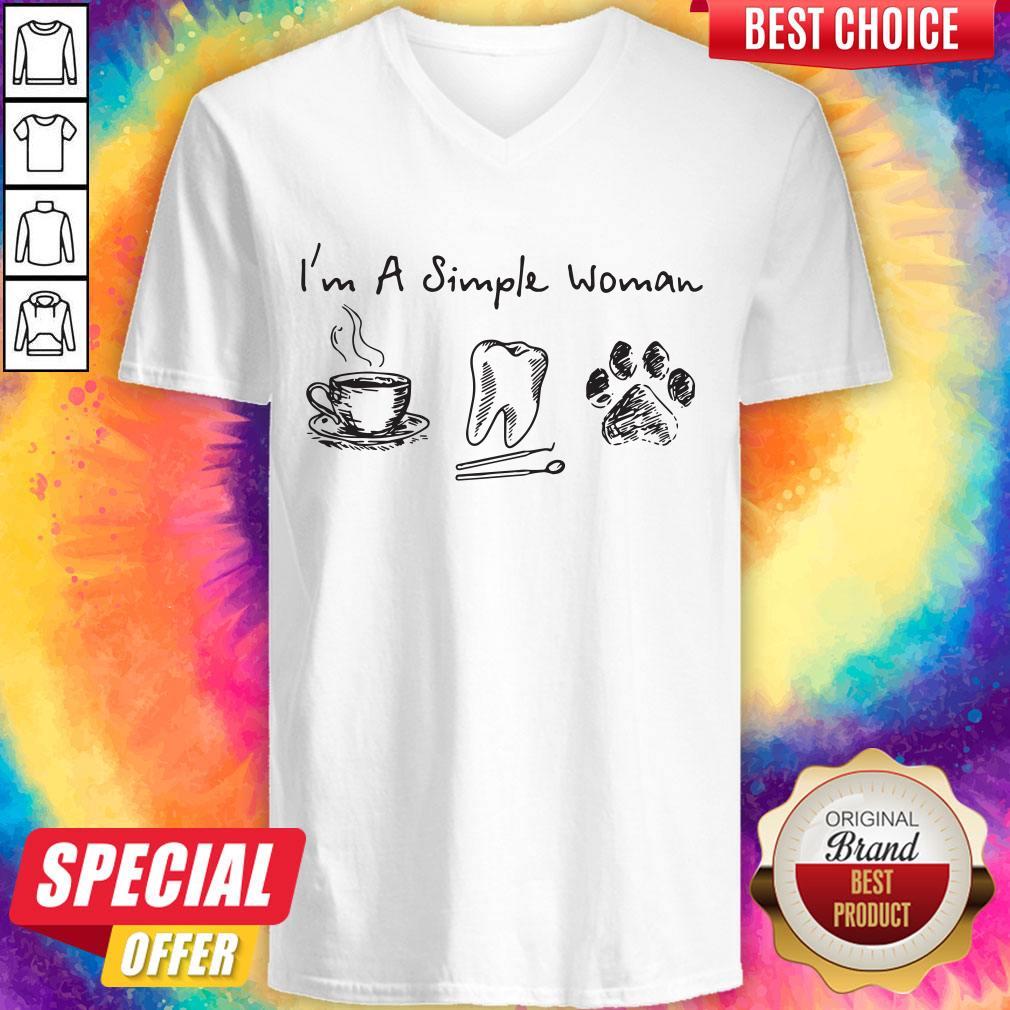 I’m A Simple Woman I Like Coffee Tooth Dog Paw Shirt - Image 3