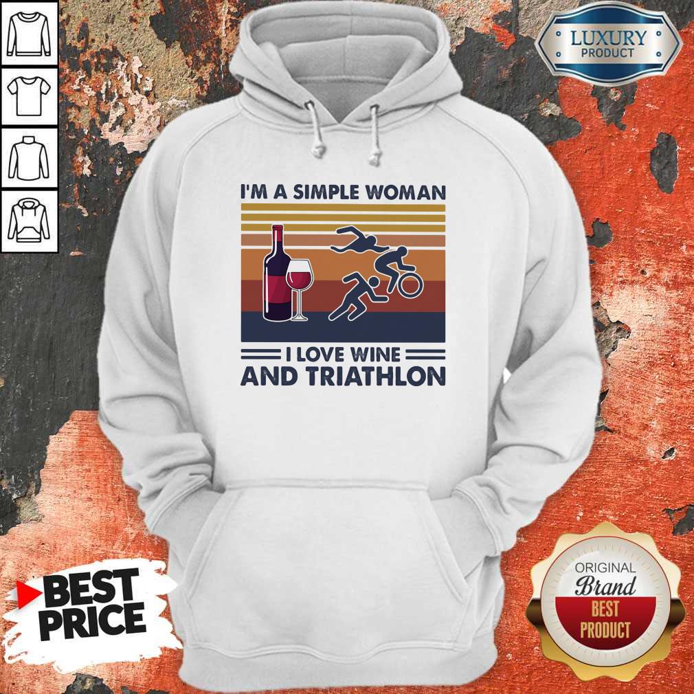 I'm A Simple Woman I Love Wine And Triathlon Vintage Retro Shirt - Image 2