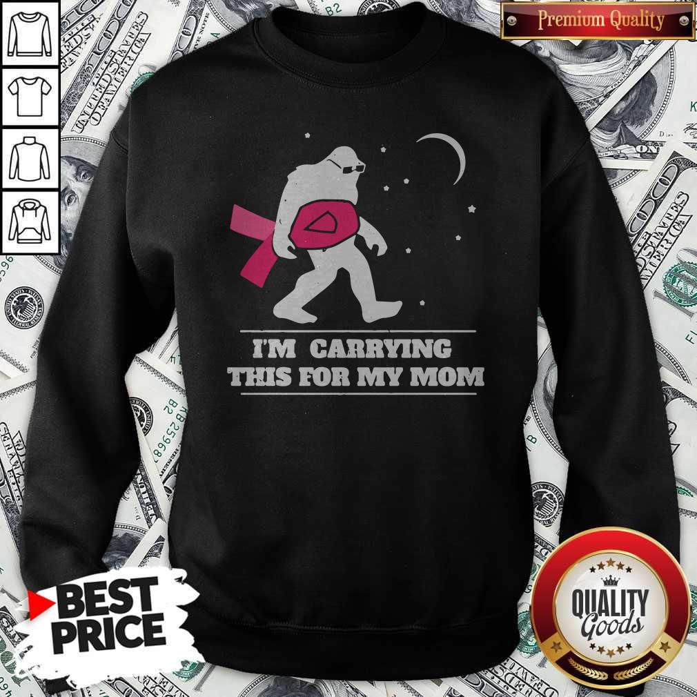 I'm Carrying This For My Mom Cancer Pink Bigfoot Moon Star Shirt - Image 2