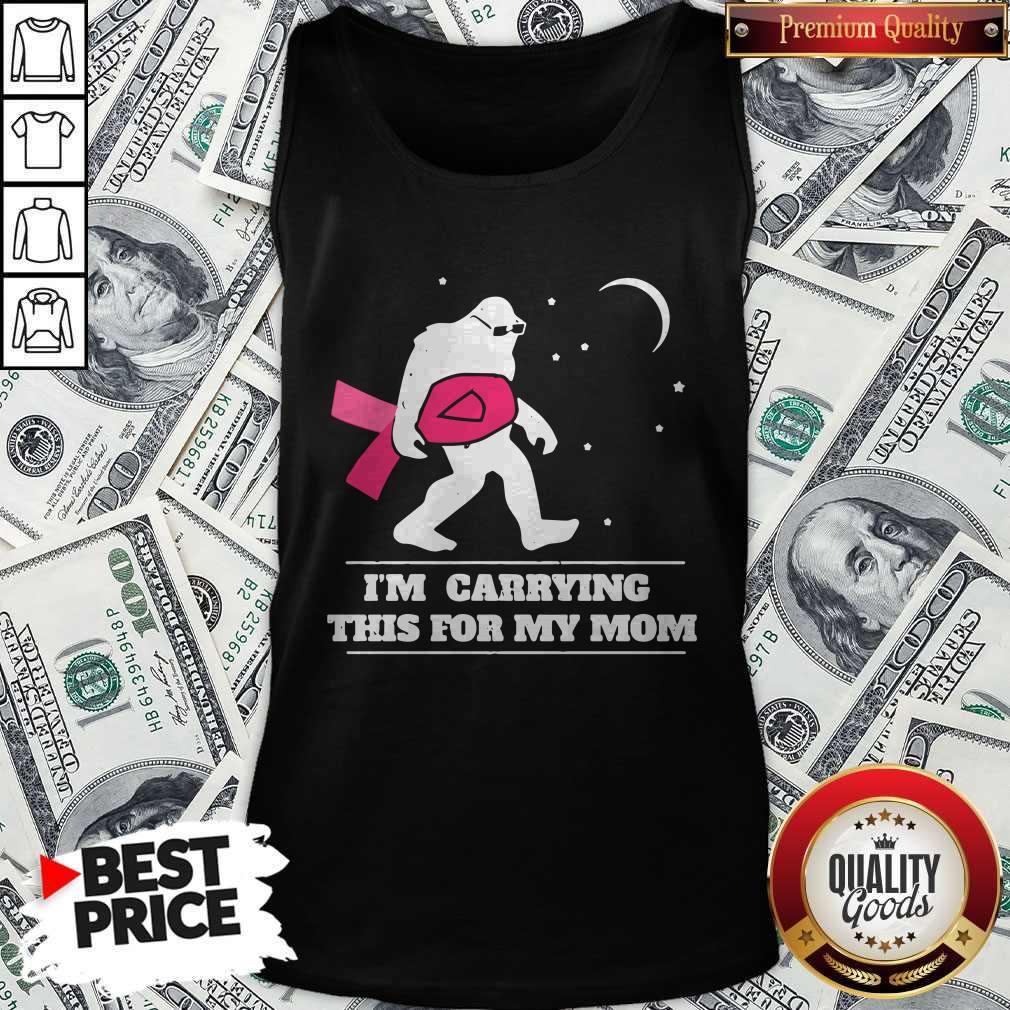 I'm Carrying This For My Mom Cancer Pink Bigfoot Moon Star Shirt - Image 4