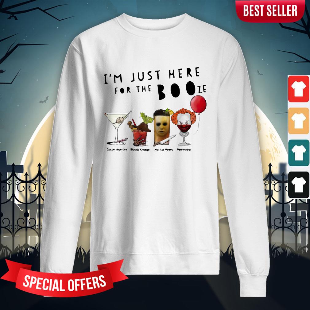 I’m Just Here For The Booze Jason Voorhees Bloody Krueger Shirt - Image 4