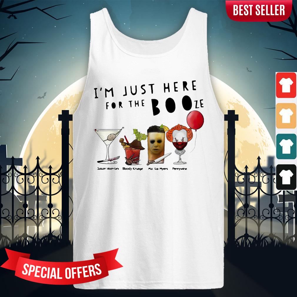 I’m Just Here For The Booze Jason Voorhees Bloody Krueger Shirt - Image 3