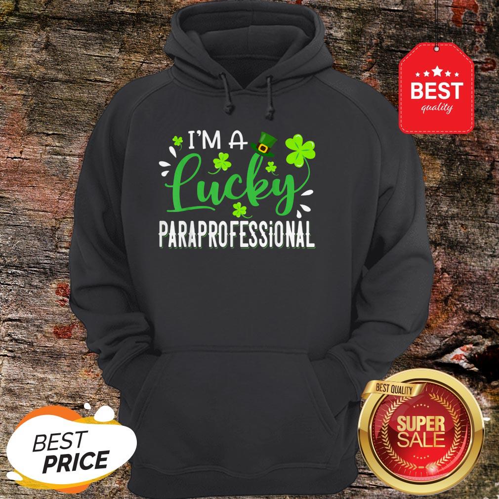 I’m Lucky Paraprofessional Shamrock Top Hat St Patrick’s Day T-Shirt - Image 3