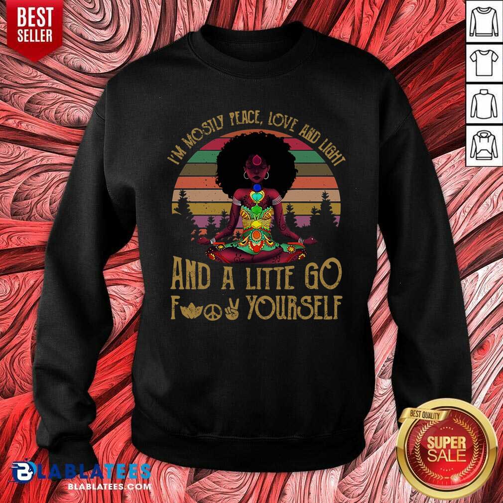 I'M Mostly Peace Love And Light Black Girl Yoga Shirt - Image 5