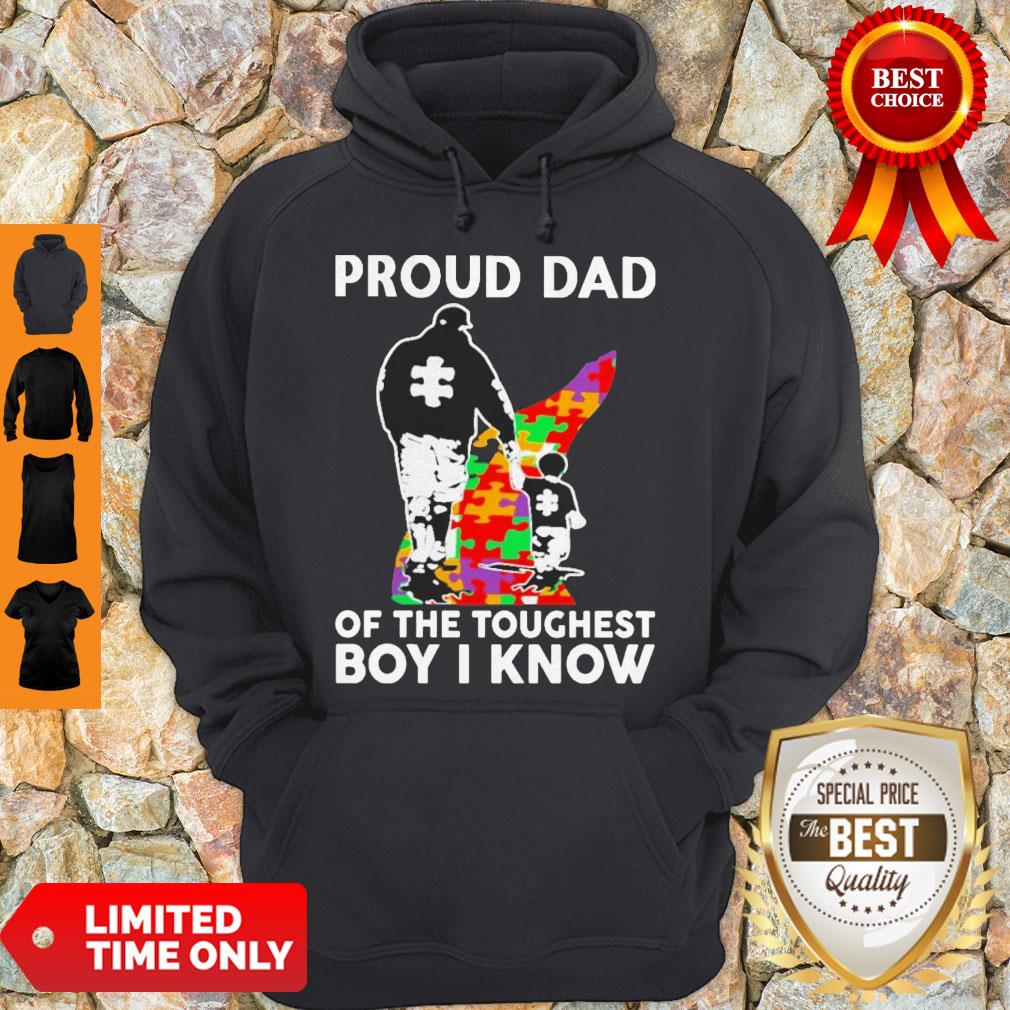 Hot Proud Dad Of The Toughest Boy I Know Autism Awareness Shirt - Image 2