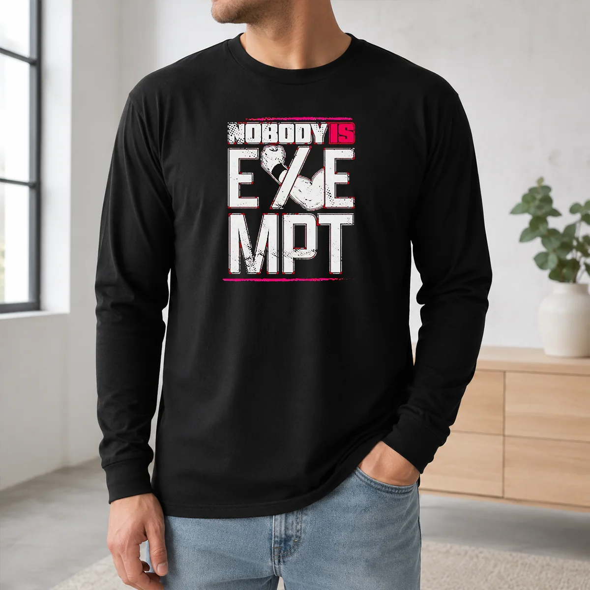 Hot Nobody Is Exempt Wrestler Fist Arm Powerlifting Motivation Bodybuilding Shirt - Image 5