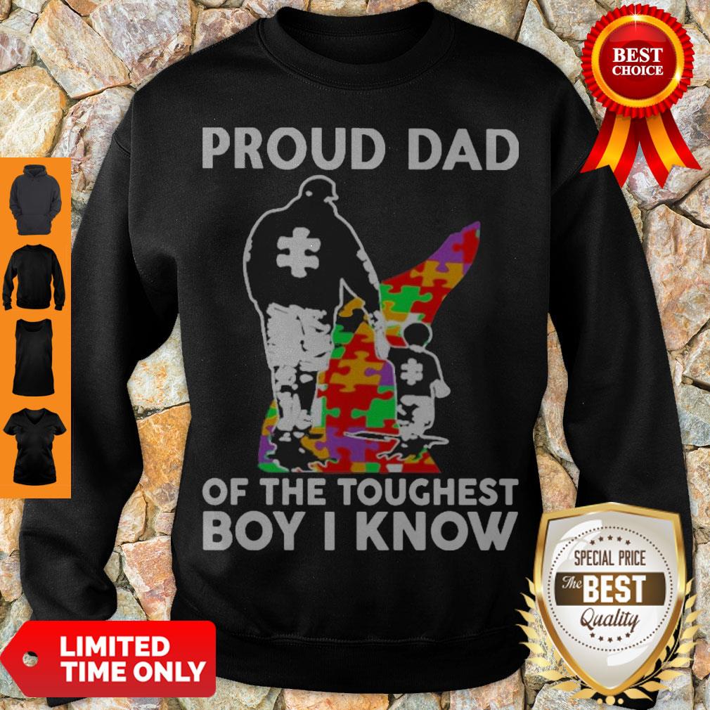Hot Proud Dad Of The Toughest Boy I Know Autism Awareness Shirt - Image 3
