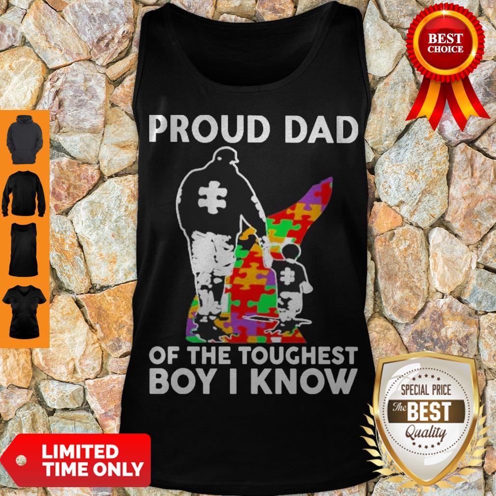 Hot Proud Dad Of The Toughest Boy I Know Autism Awareness Shirt - Image 4