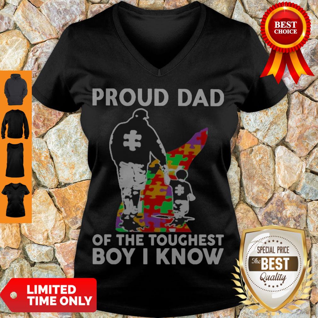 Hot Proud Dad Of The Toughest Boy I Know Autism Awareness Shirt - Image 5