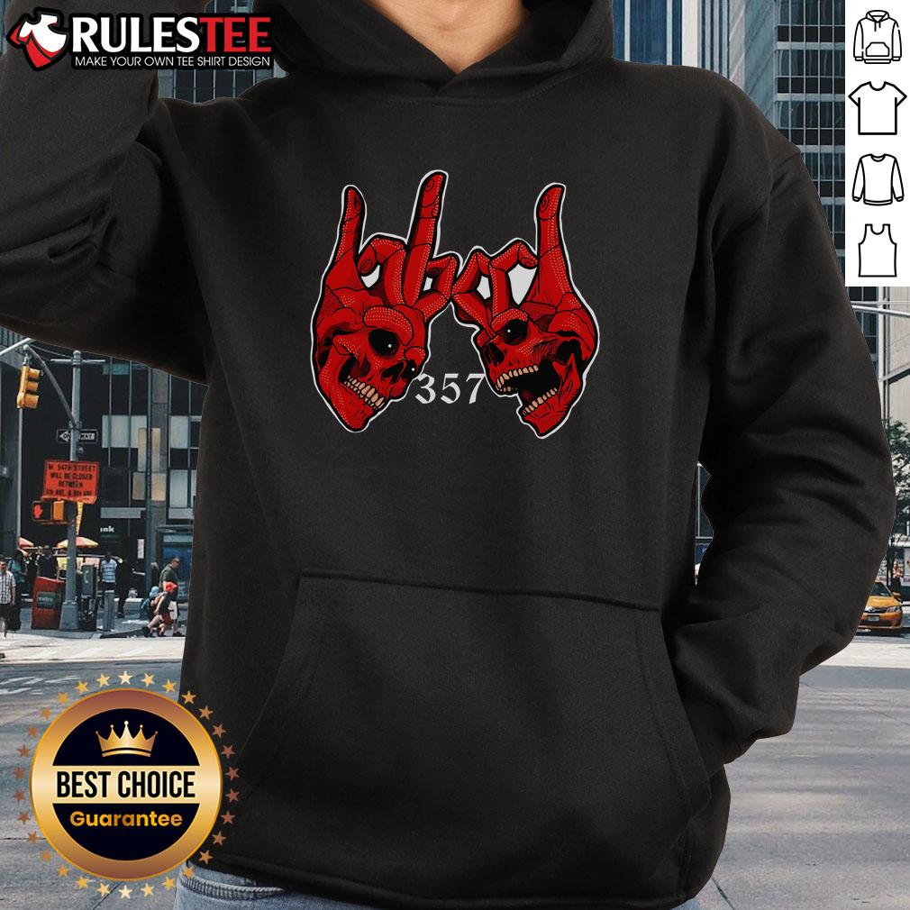 Awesome 357 Blood Gang Sign Skull Vintage T-Shirt - Image 2