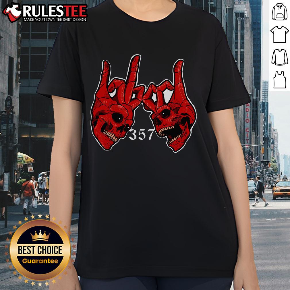 Awesome 357 Blood Gang Sign Skull Vintage T-Shirt - Image 3