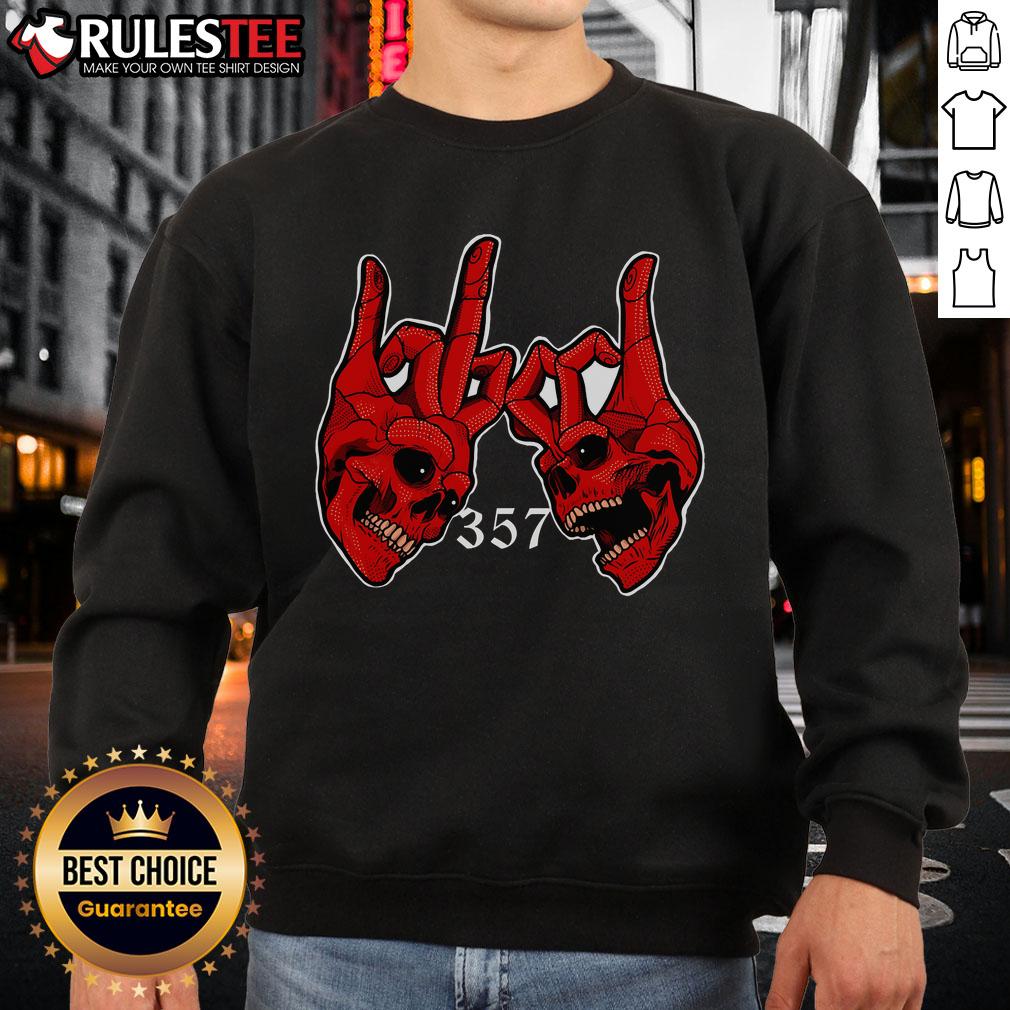 Awesome 357 Blood Gang Sign Skull Vintage T-Shirt - Image 5