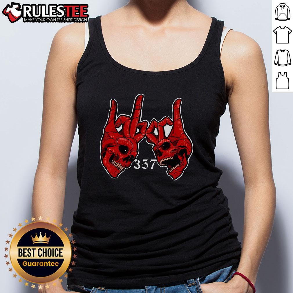 Awesome 357 Blood Gang Sign Skull Vintage T-Shirt - Image 4