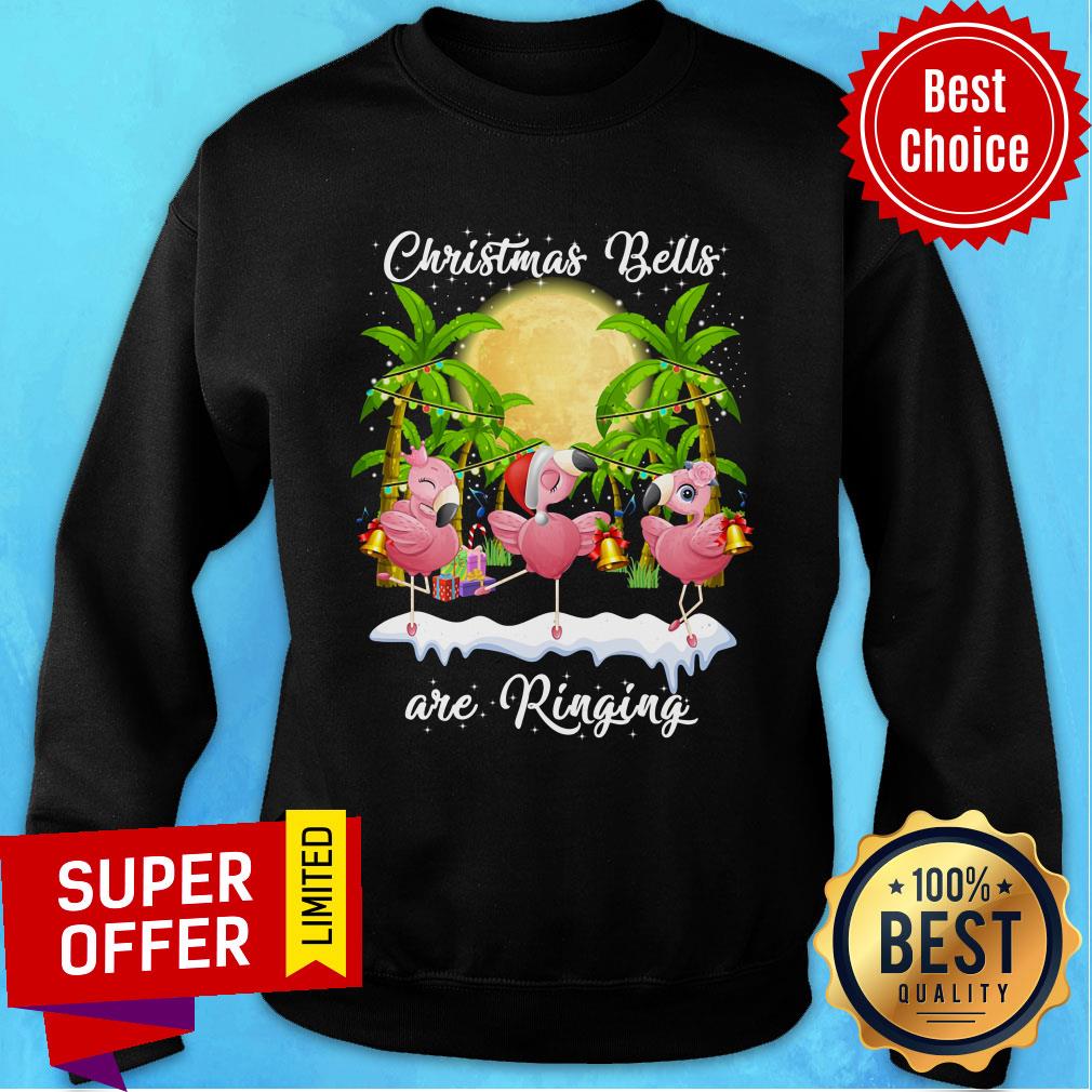 Flamingo Christmas Bells Are Ringing Shirt - Image 4