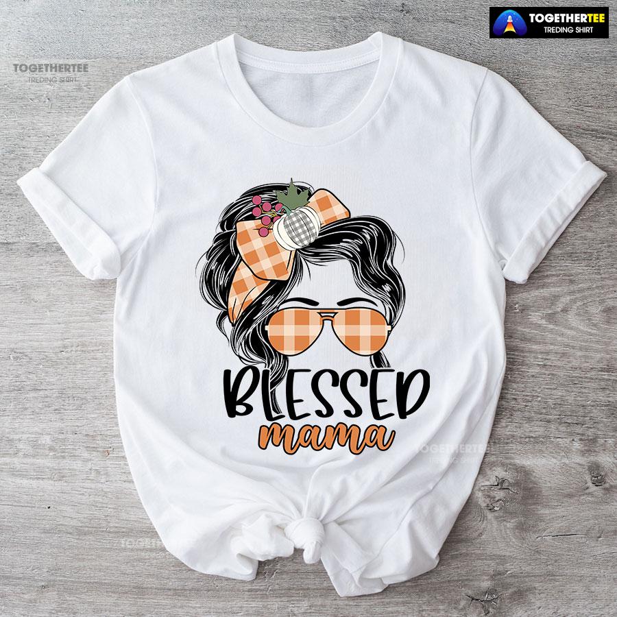 Blessed Mama Messy Bun Girl T-Shirt - Image 4