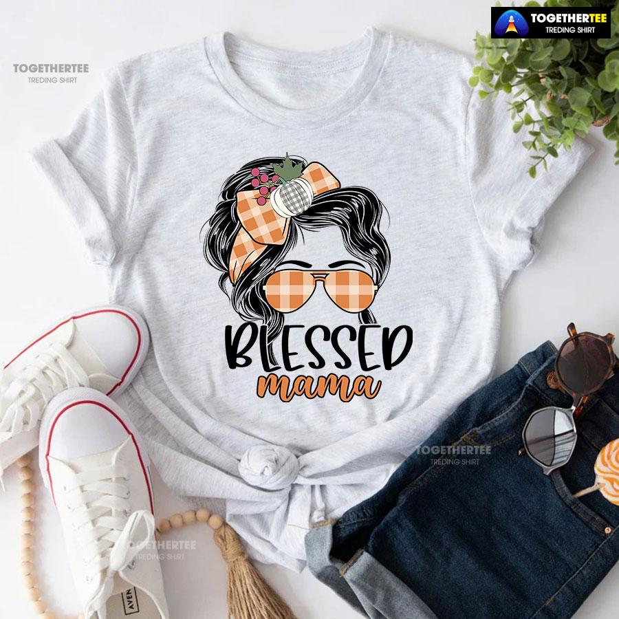 Blessed Mama Messy Bun Girl T-Shirt - Image 5