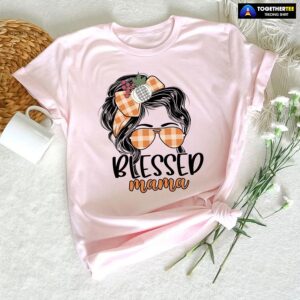 Blessed Mama Messy Bun Girl T-Shirt