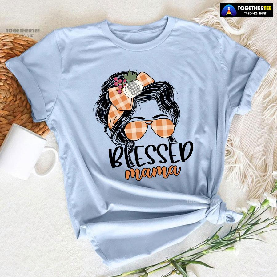 Blessed Mama Messy Bun Girl T-Shirt - Image 6