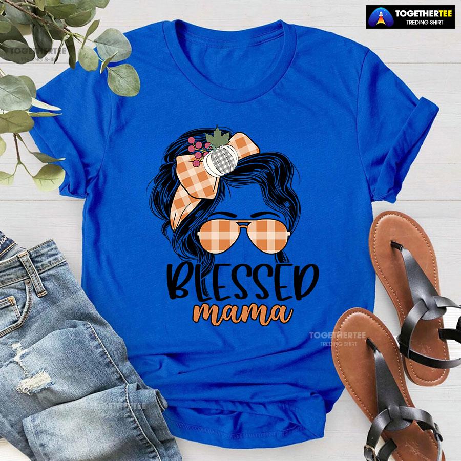 Blessed Mama Messy Bun Girl T-Shirt - Image 7