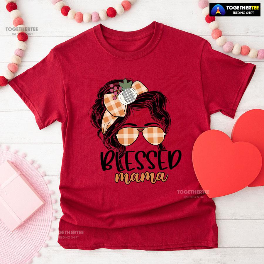 Blessed Mama Messy Bun Girl T-Shirt - Image 8