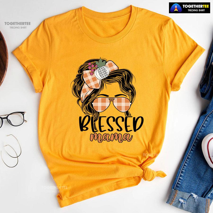 Blessed Mama Messy Bun Girl T-Shirt - Image 10