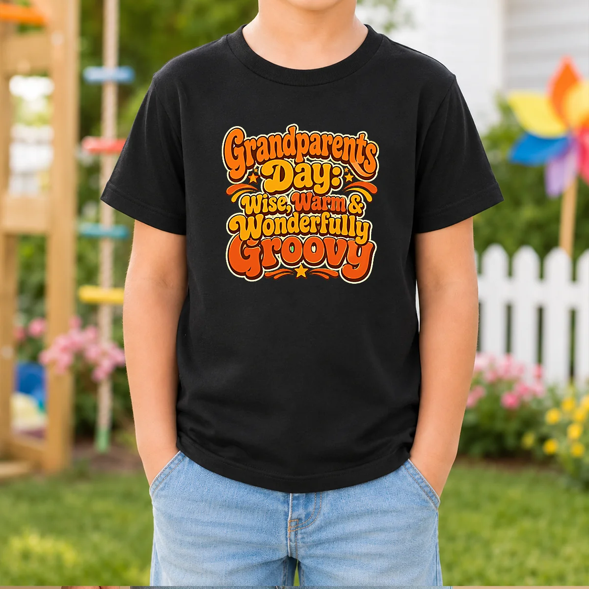 Official Grandparents Day Groovy Retro Tee Celebrating Warmth Wisdom Shirt - Image 7