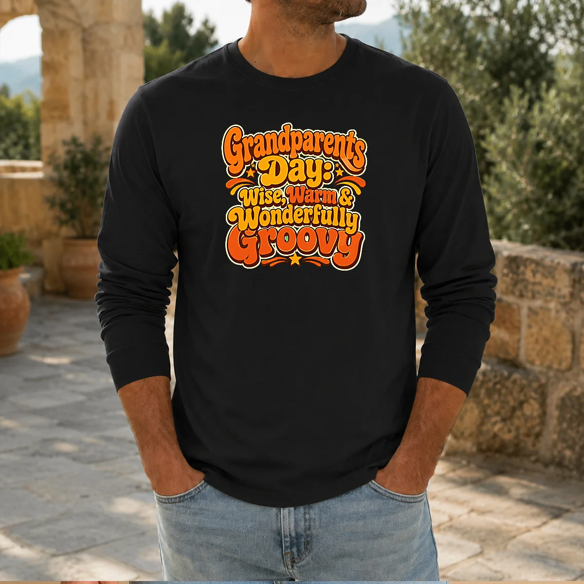 Official Grandparents Day Groovy Retro Tee Celebrating Warmth Wisdom Shirt - Image 4
