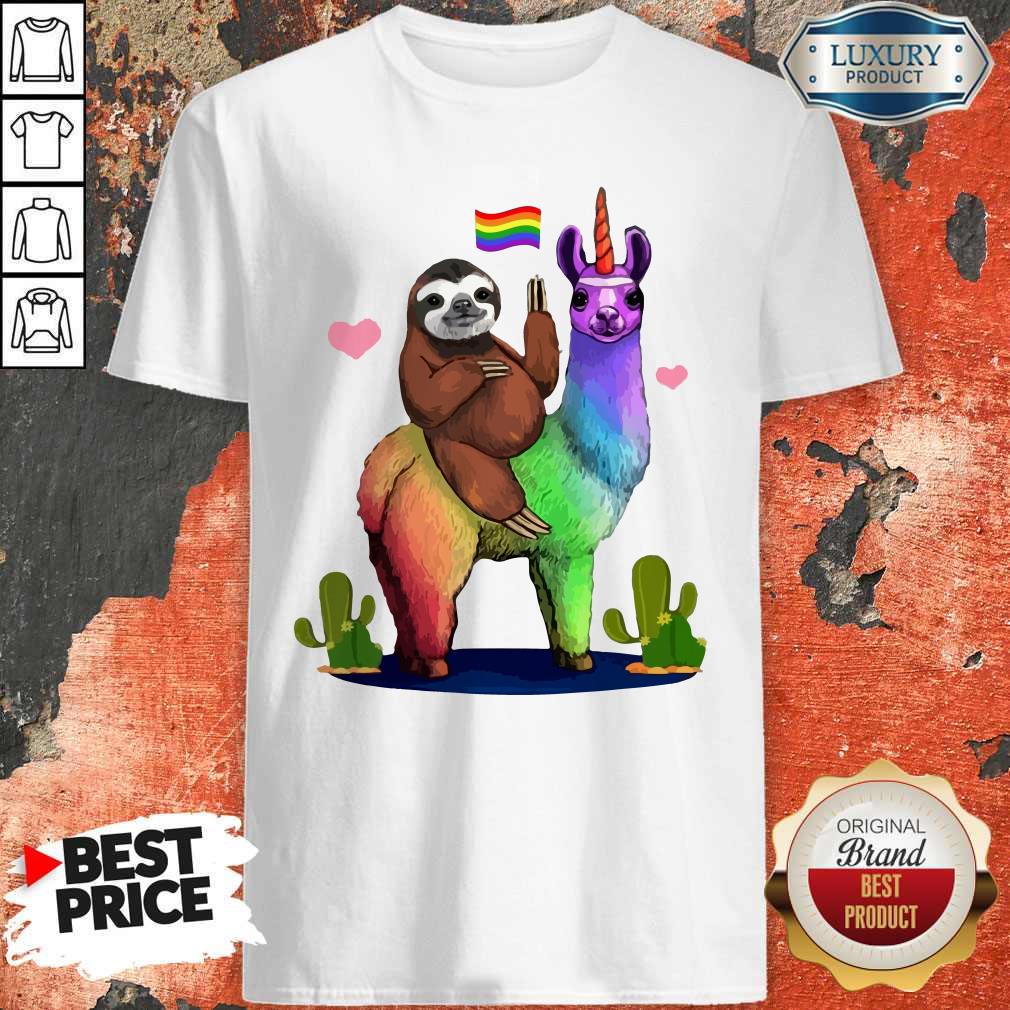 LGBT Sloth Riding A Llama Gay Lesbian Pride Shirt