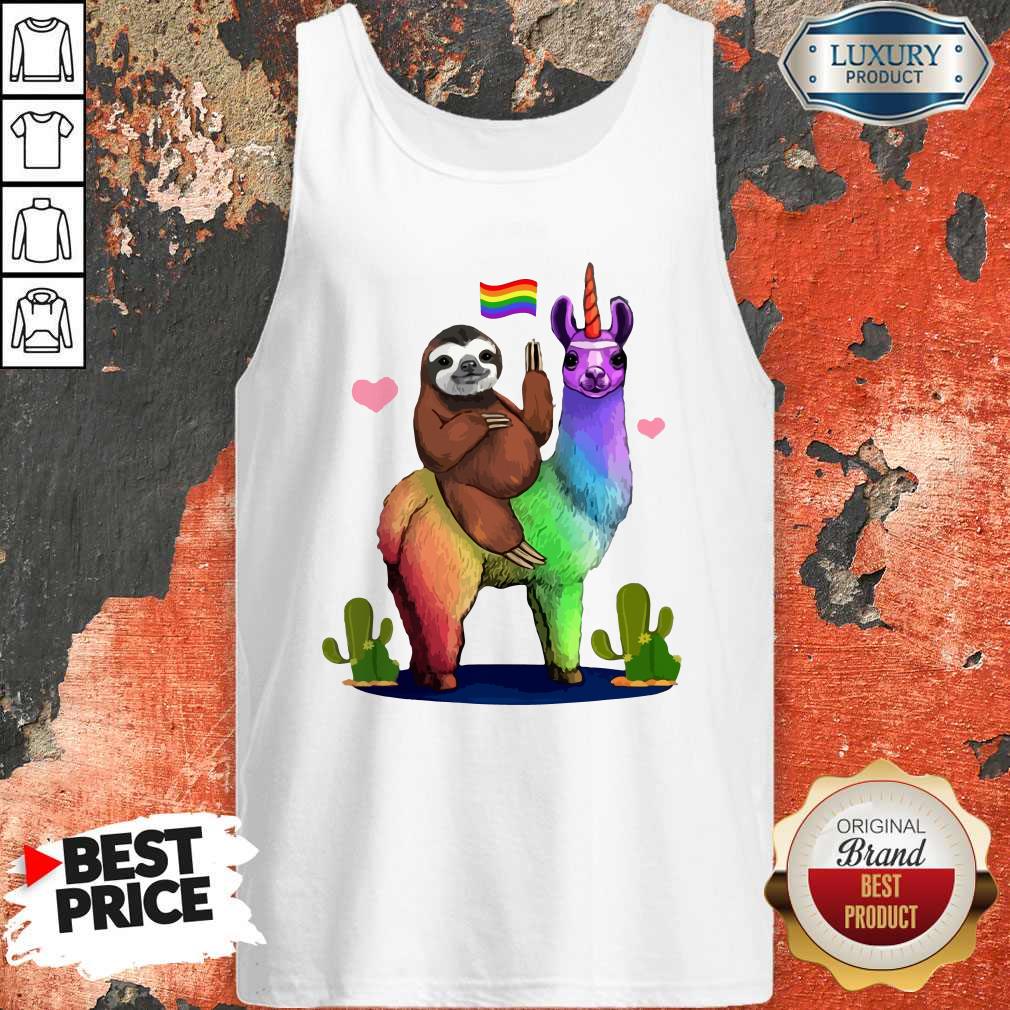 LGBT Sloth Riding A Llama Gay Lesbian Pride Shirt - Image 4