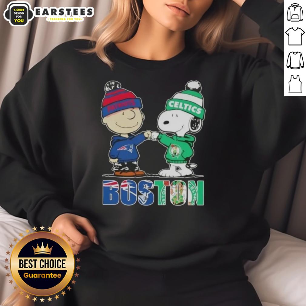 Awesome Charlie Brown And Snoopy Boston City Sports New England Patriots X Boston Celtics T-Shirt - Image 5