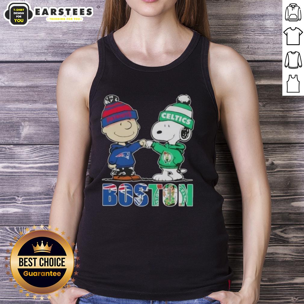 Awesome Charlie Brown And Snoopy Boston City Sports New England Patriots X Boston Celtics T-Shirt - Image 4