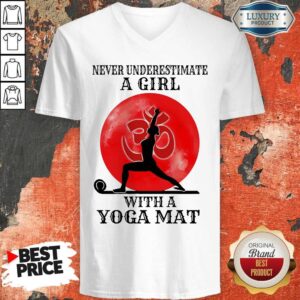 Alternative view of Never Underestimate A Girl With A Yoga Mat Moon Shirt