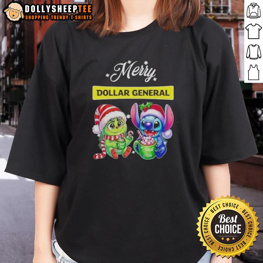 Happy Grinch And Stitch X Dollar General Merry Christmas T-Shirt - Image 3