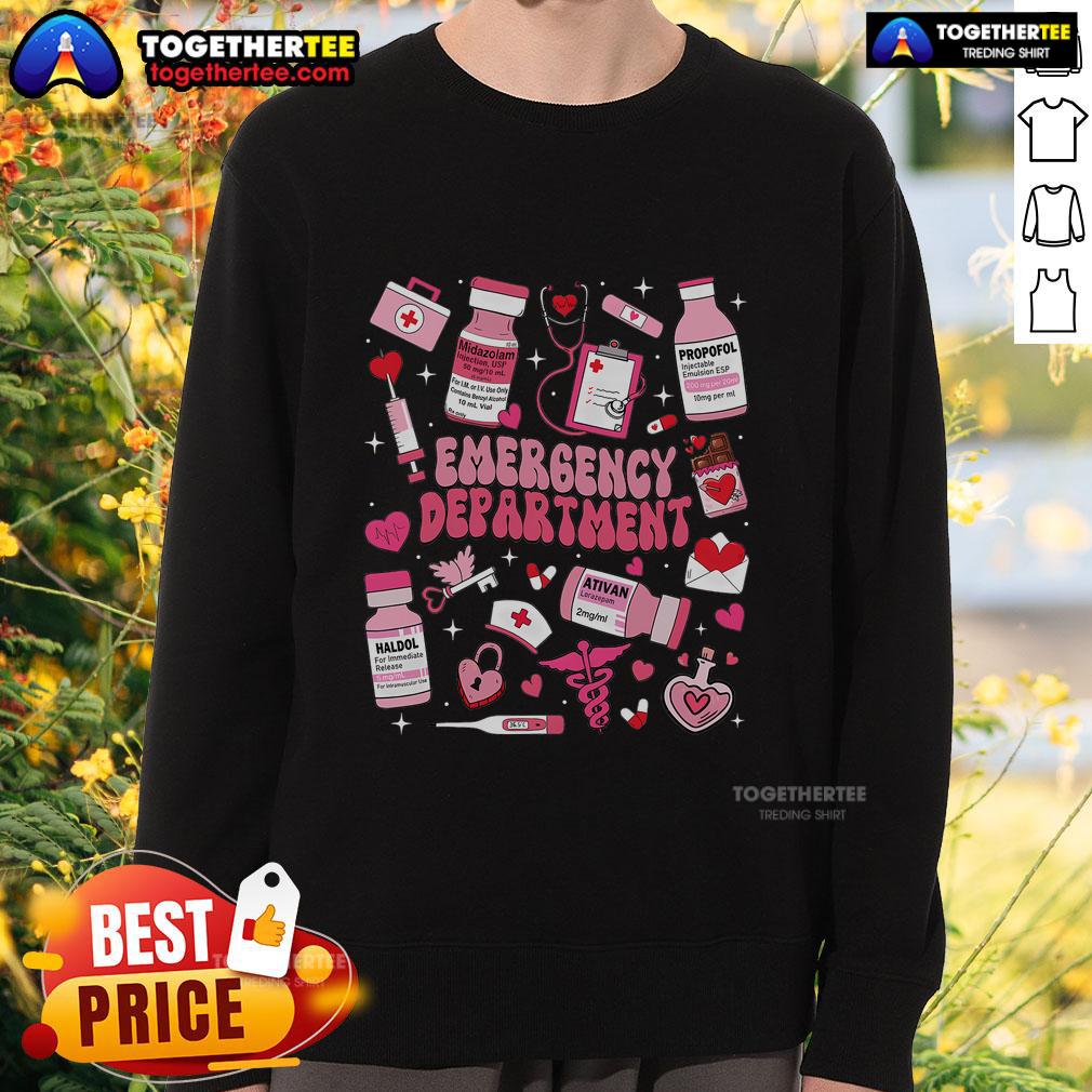 Pretty Emergency Department Ed Er Nurse Valentines Day T-Shirt - Image 5