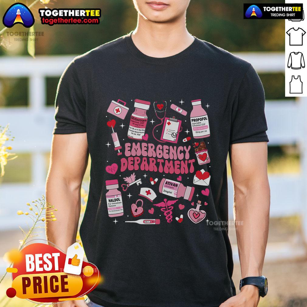 Pretty Emergency Department Ed Er Nurse Valentines Day T-Shirt
