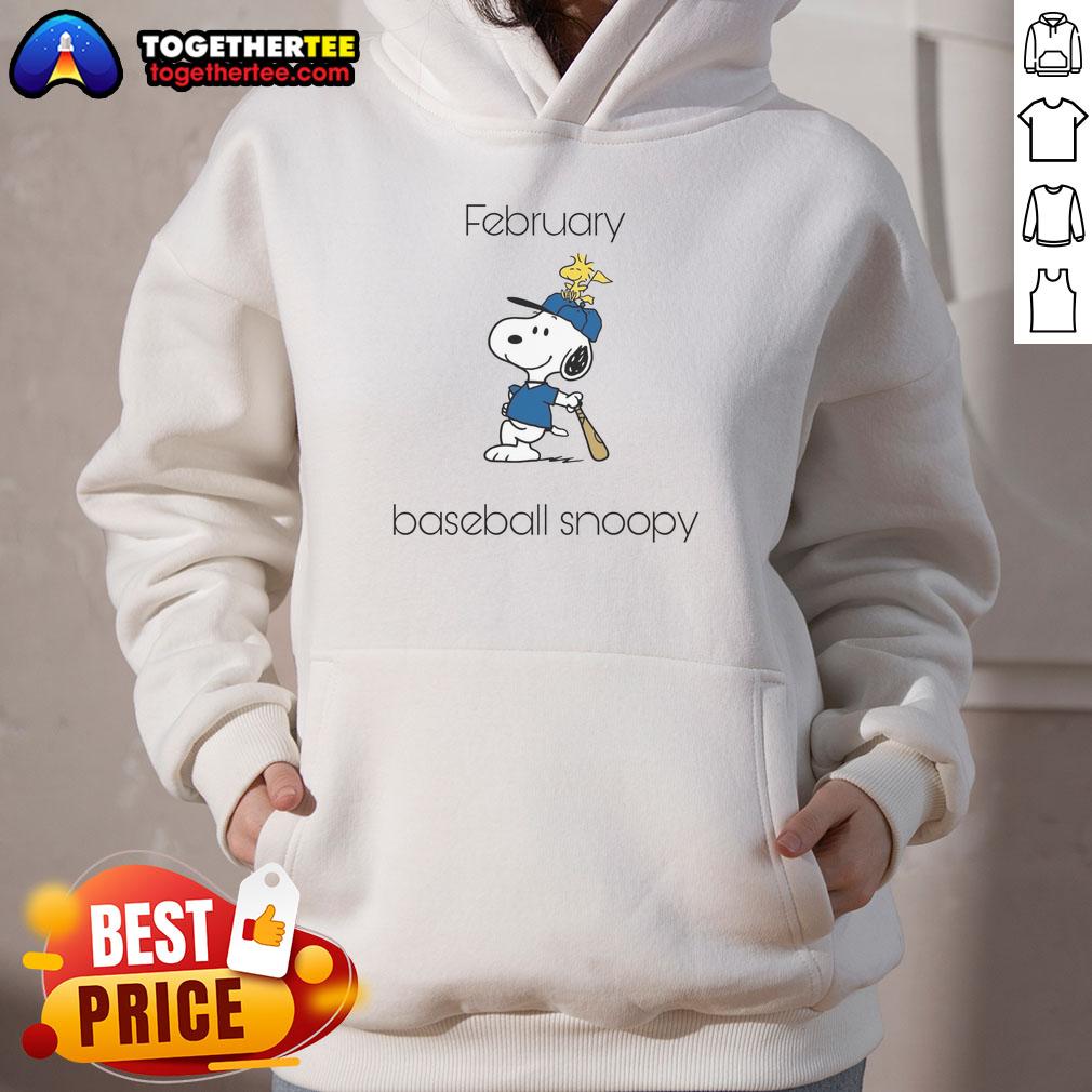 Original February Baseball Snoopy Woodstock T-Shirt - Image 2