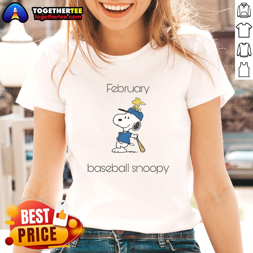 Original February Baseball Snoopy Woodstock T-Shirt - Image 3