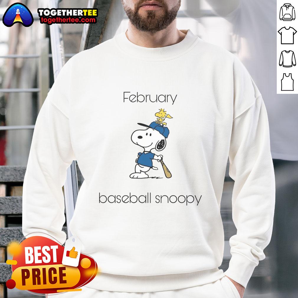 Original February Baseball Snoopy Woodstock T-Shirt - Image 5