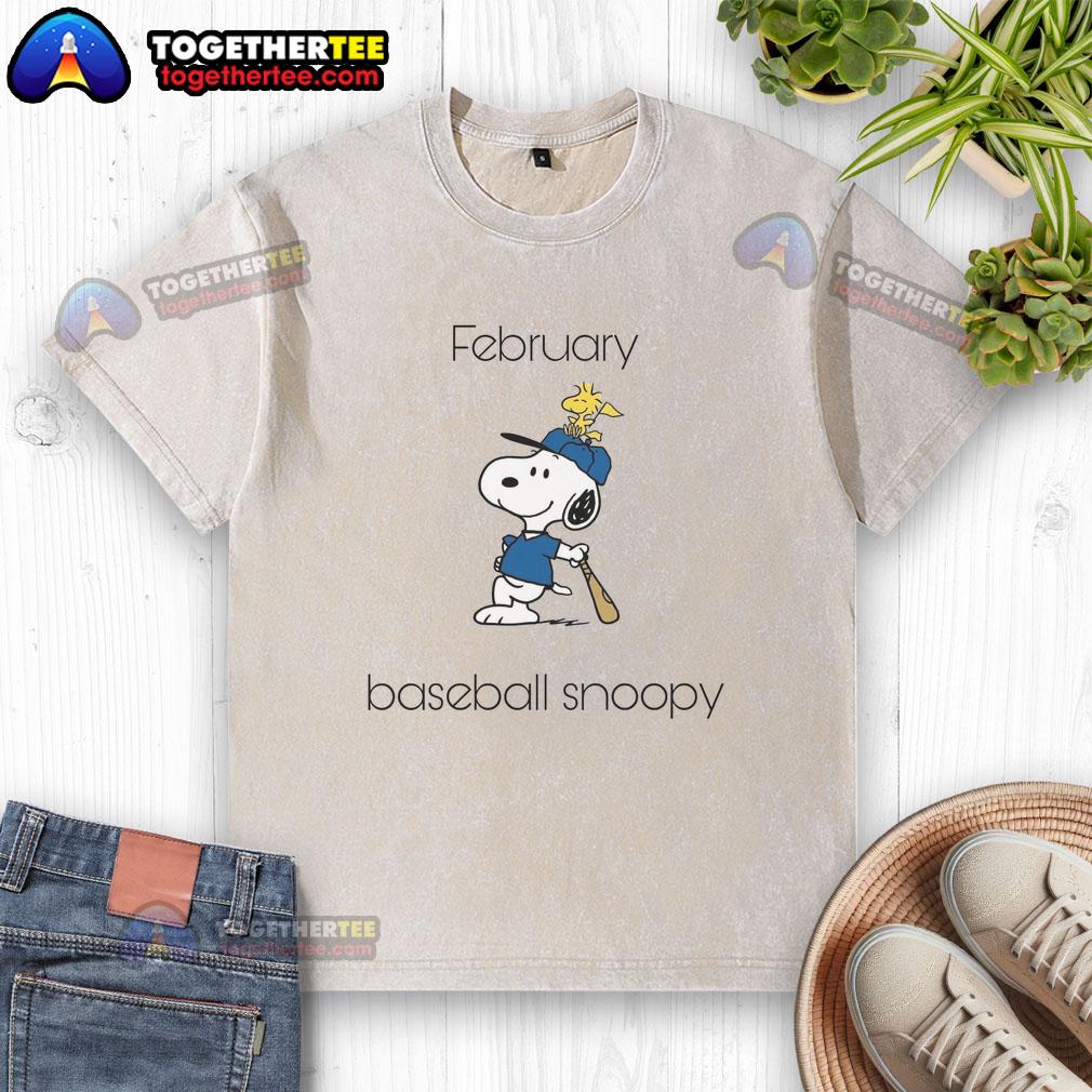 Original February Baseball Snoopy Woodstock T-Shirt - Image 6