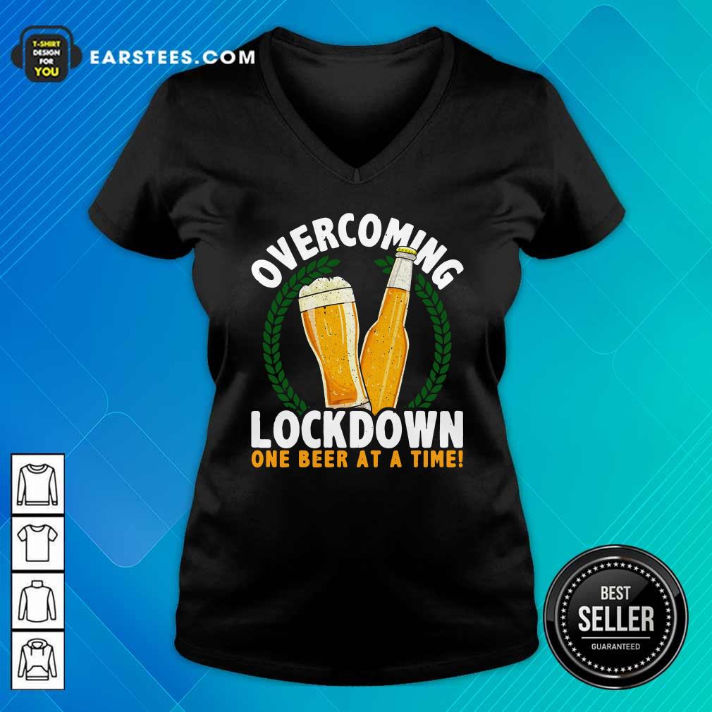 Awesome Overcoming Lockdown One Beer At A Time Beer T-Shirt - Image 3